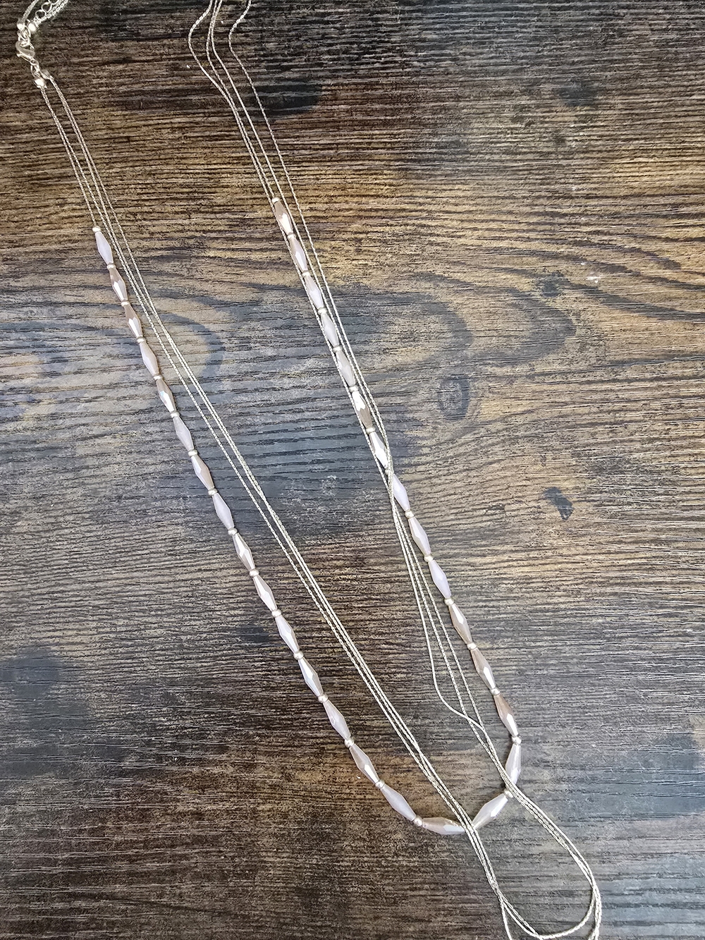 Plunder Gold Multi-Strand Necklace with Cream Beads
